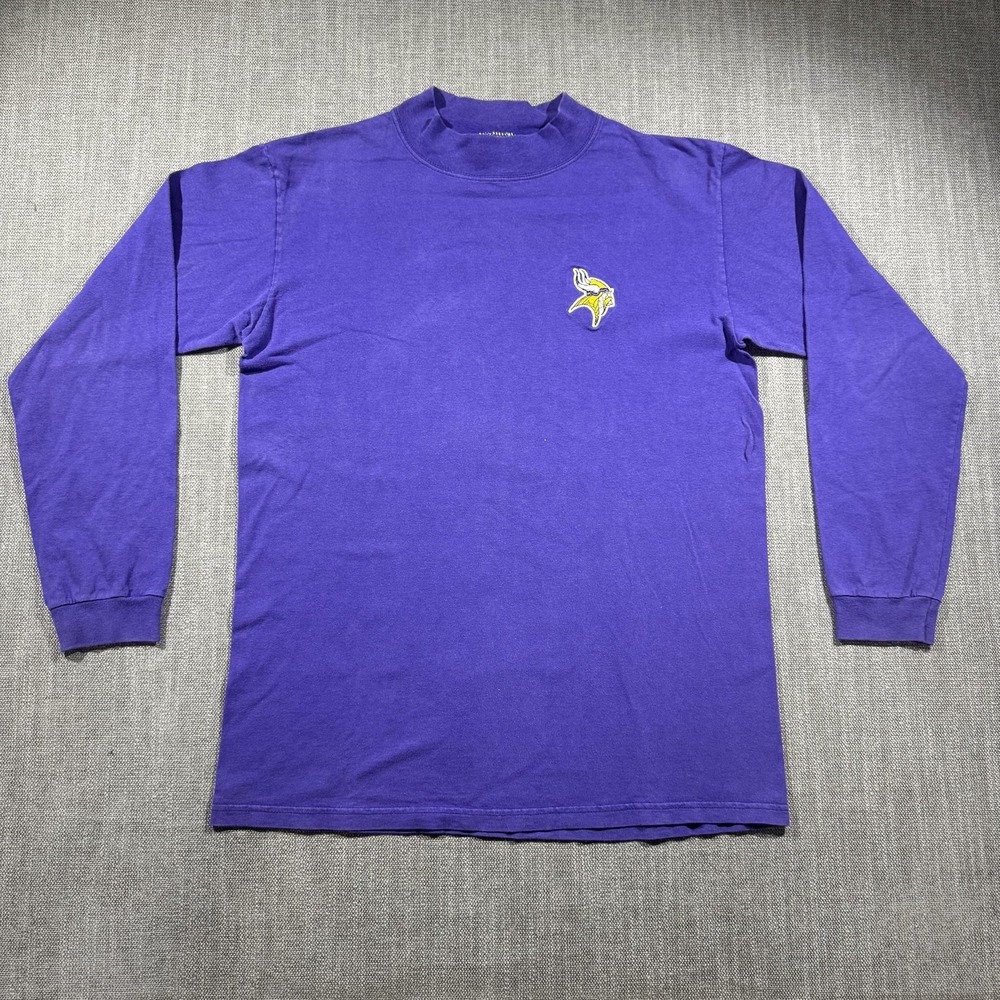Minnesota Vikings Shirt Mens M Purple NFL Football CSA Long Sleeve Mock Neck Tee